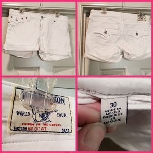 True Religion White Jean shorts